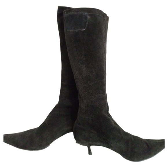 [SOLD] Jimmy Choo London Womens Black Suede Knee Point Toe Boots EU 37 Witchcore - Picture 9 of 12